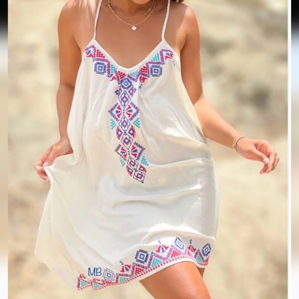 Embroidered White Swim Cover-Up